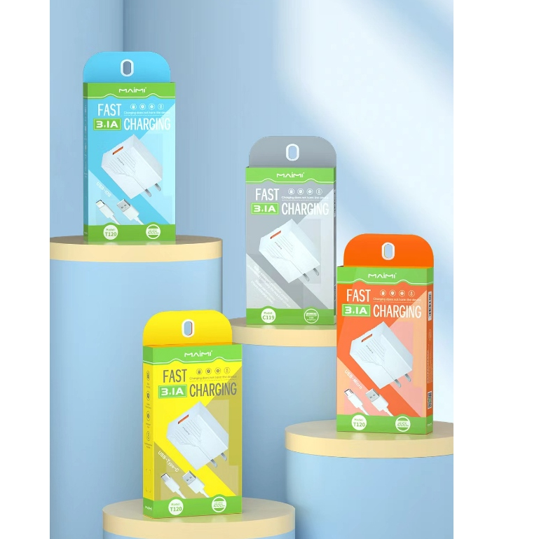 Maimi ที่ชาร์จ (รุ่น T120) 3.1A USB 1 พอร์ท หัวชาร์จพร้อมสาย Type-c/Android / Micro ของแท้