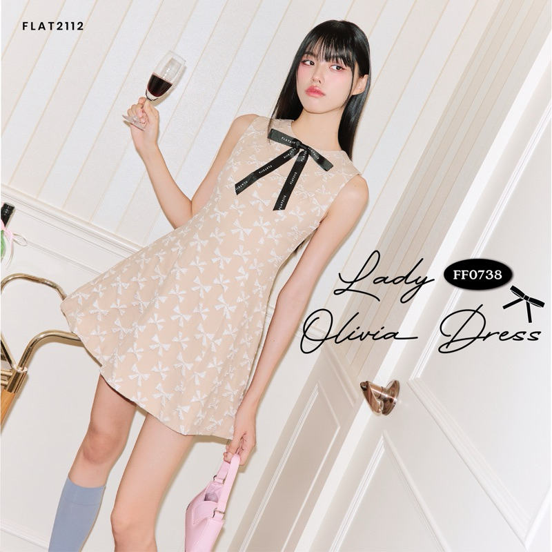 FLAT2112 FF0738 : LADY OLIVIA DRESS เดรสออกงาน ชุดทำงาน