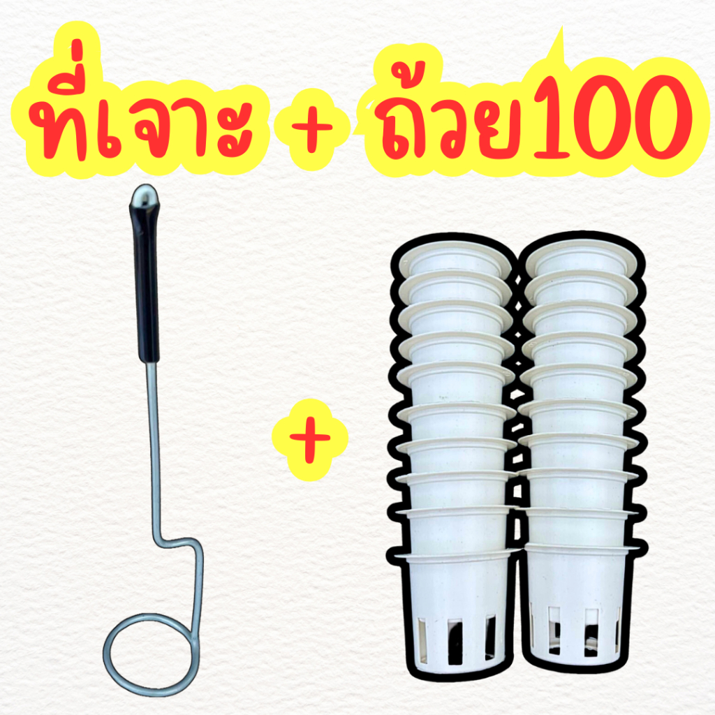 ที่เจาะรูกล่องโฟม ที่เจาะรูโฟม ปลูกผักไฮโดรโปนิกส์ พร้อมถ้วยปลูก (50 – 100) ใบ