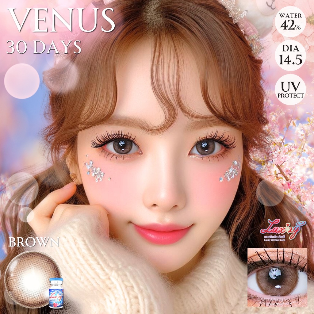 🔥คอนแทคเลนส์✨ขนาดกลาง ✨ Venus (Luxzylens) Brown / Gray / Blue