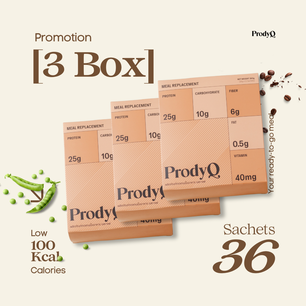 [3 BOX] ProdyQ มื้ออาหารพร้อมดื่มรสกาแฟ Plant Based Meal Replacement coffee flavor