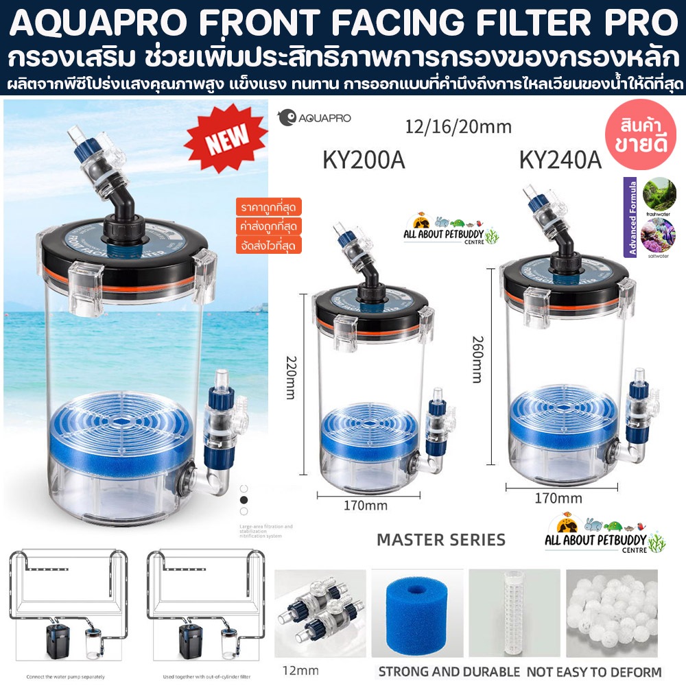 AQUAPRO FRONT FACING FILTER PRO กรองเสริม ช่วยเพิ่มประสิทธิภาพการกรองของกรองหลัก กรองถัง กรองนอก ตู้ปลา ปลาสวยงาม ไม้น้ำ