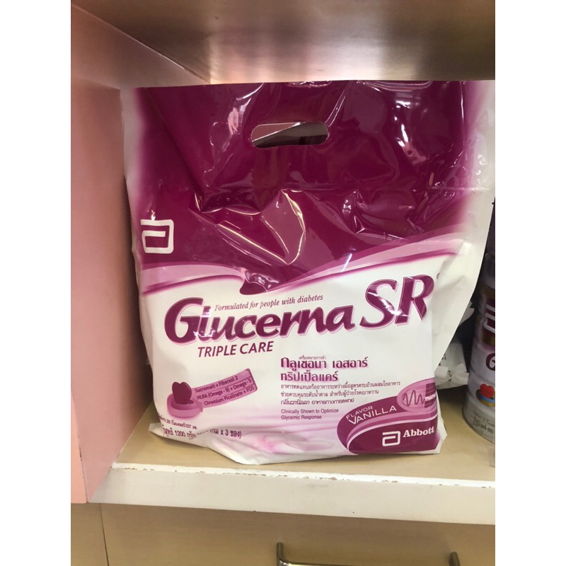 กลูเซอนา เอสอาร์ วานิลลา แบบถุง 400กรัม x3 Glucerna SR Vanilla Sachet 400g x3 แบบถุงเติม Glucerna Re