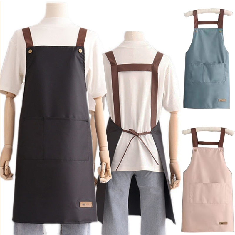 NYOTA ผ้ากันเปื้อนสไตล์เกาหลีใหม่สำหรับห้องครัวเสื้อผ้าทำงานกันน้ำและกันน้ำมันจัดเลี้ยงผ้ากันเปื้อนแบบบาง