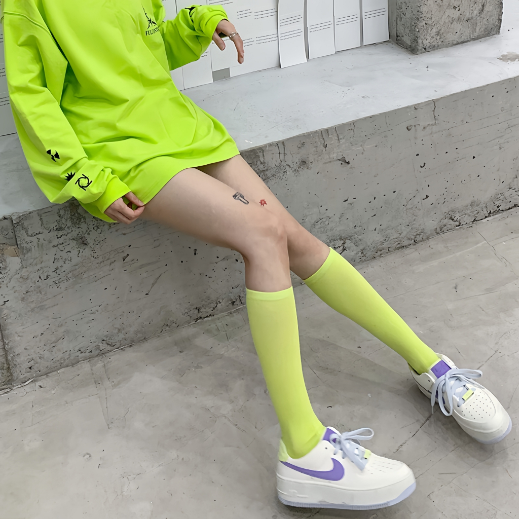 🚀 (ได้รับ 2-3 วัน) 🚀จัดส่งจากประเทศไทย~ถุงเท้ายาวถึงเข่าสไตล์เกาหลีสีลูกกวาดถุงเท้าผู้หญิงสไตล์วิทยาลัย - รูปที่ 4