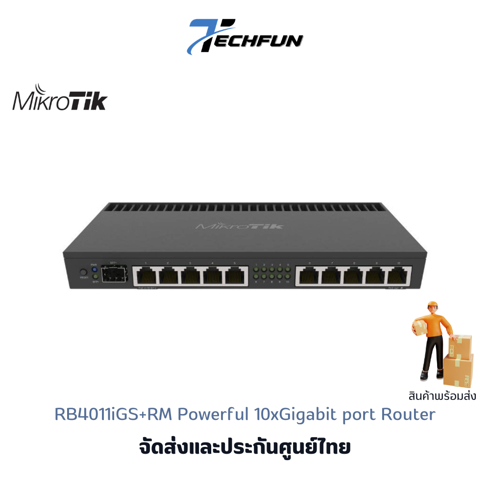 Mikrotik RB4011iGS+RM Powerful 10xGigabit port router with a Quad-core 1.4Ghz CPU, SFP+ 10Gbps