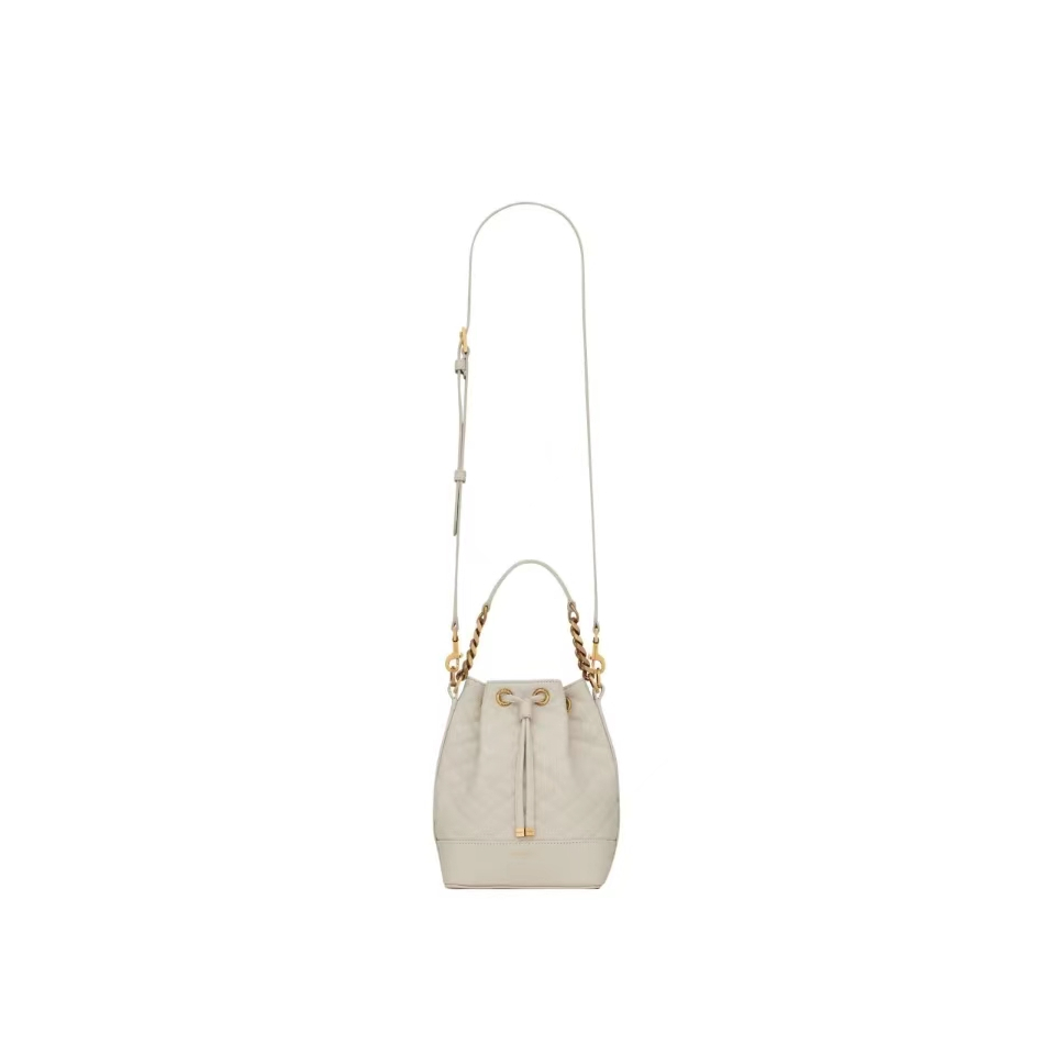YSL/Sheep Leather Bucket Bag Crossbody Hand Shoulder Bag/Female Bag/สีขาว แท้ 100%