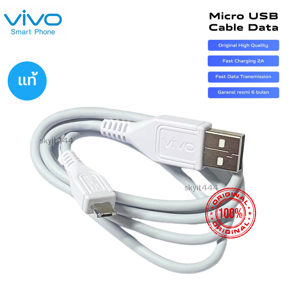 สายชาร์จ แท้ Vivo Micro USB Y21s Y21 Y16 Y01 Y75G Y15s Y53s Y51A Y20s Y20 Y21 Y1s Y30 Y30i Y22 Y02 Z1 Pro Y35 Y21T