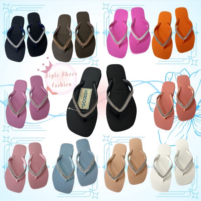 Style shoes รุ่น (WR91) รองเท้าแตะหัวตัดคีบเพชร