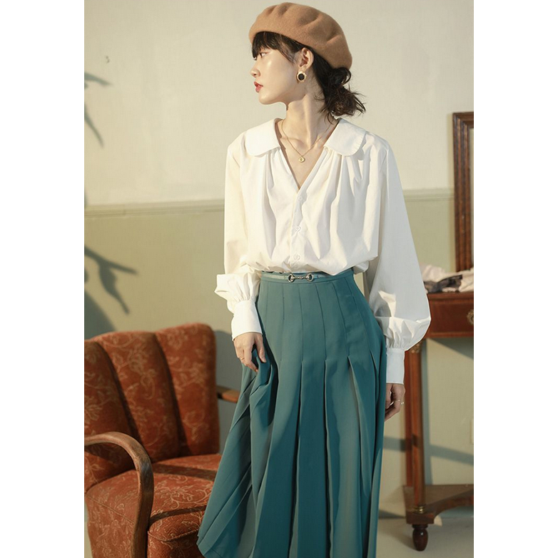 (พร้อมส่งจากไทย) เสื้อเชิ้ตแขนยาวคอวีใส่สบาย [J13]