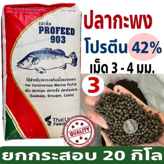 ProFeed อาหารปลากระพง ปลากินเนื้อ โปรฟีด โปรตีน 42% อาหารปลาทะเล 903 กระสอบ 20 กก.