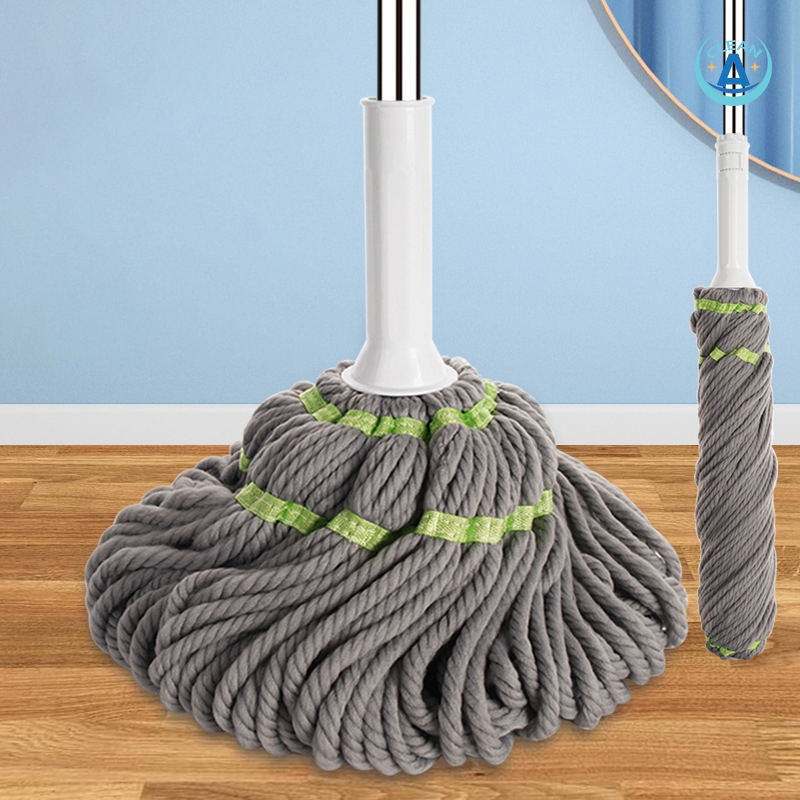 MOP ไม้ถูพื้น เเบบบิดน้ำในตัว ผ้าไมโครไฟเบอร์ รุ่นผ้าหนาพิเศษ ซับน้ำแห้ง ด้ามสแตนเลส แข็งแรง