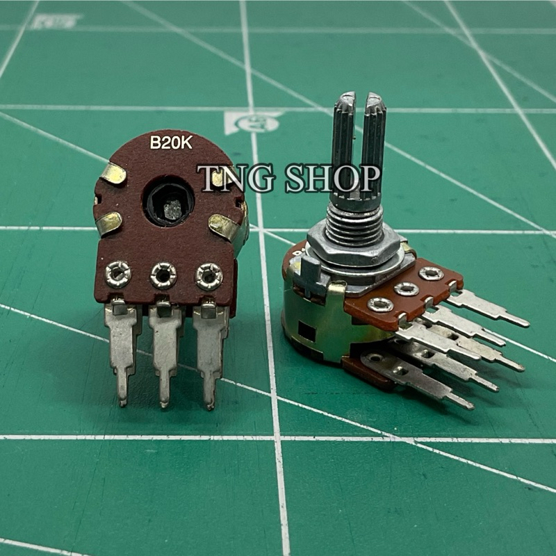 VR วอลลุ่ม ALPHA 2ชั้น 6ขา ค่า 20KB 100KB แกน 17mm ราคาต่อ1ตัว สินค้าพร้อมส่ง