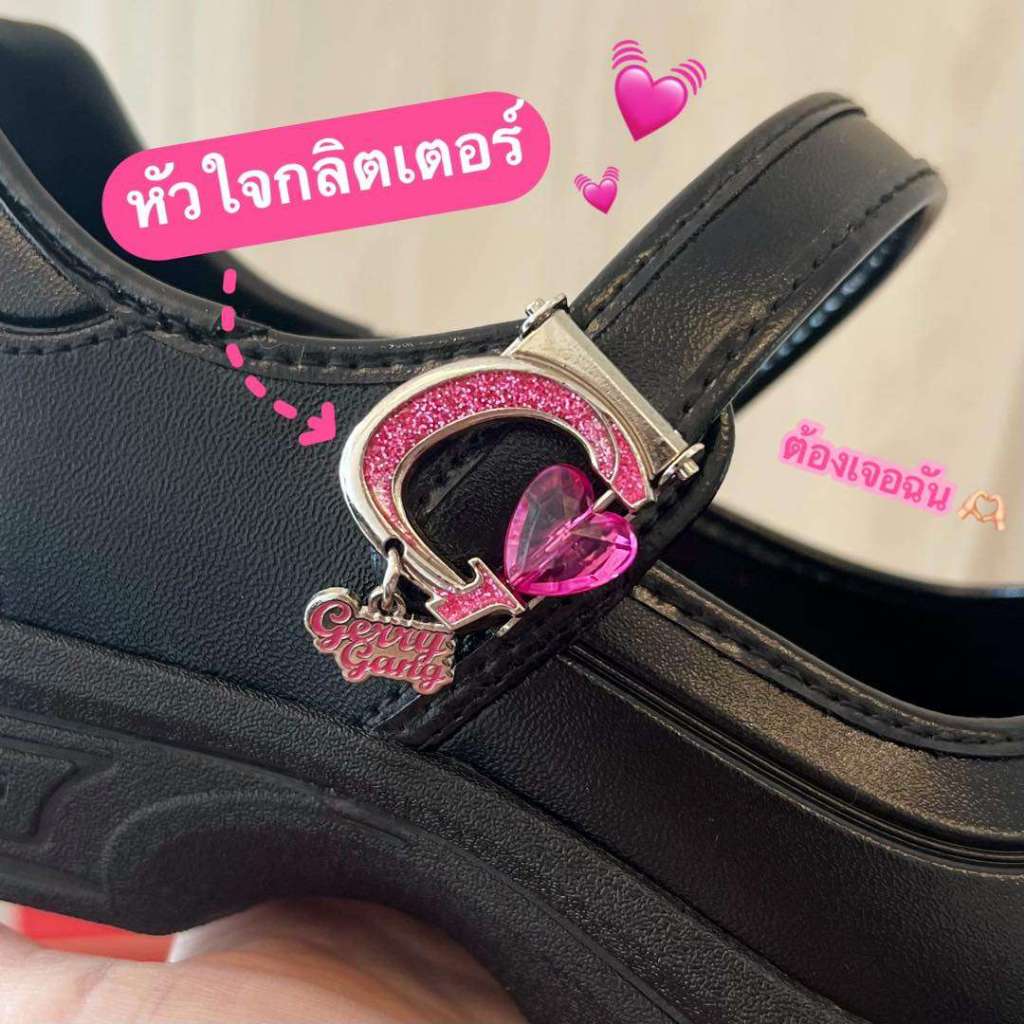 NFshoes รองเท้านักเรียนหญิง Y-roon คุโรมิ Kuromi Gerry Gang หนังดำ รุ่น G6607+ Y777   ลิขสิทธิ์แท้ ไซส์33-42 W/H รูปที่ 4