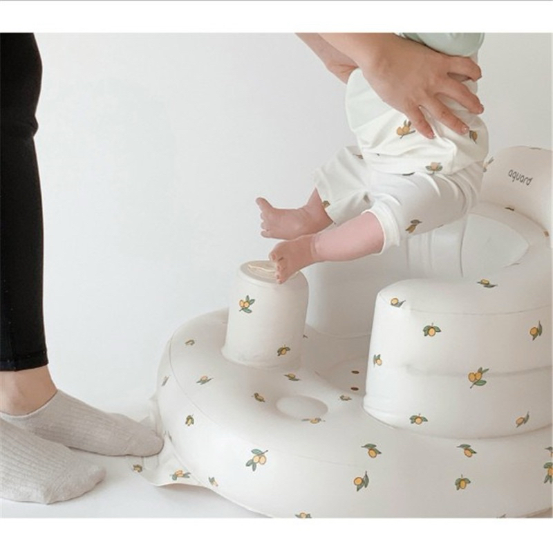 เก้าอี้หัดนั่ง เก้าอี้ฝึกนั่งเด็กอ่อน ลายหมีน่ารัก นั่งสบาย อากาศถ่ายเท ปลอดภัยป้องกันตก เบาะหัดนั่งเป่าลม มีที่สูบในตัว - รูปที่ 7