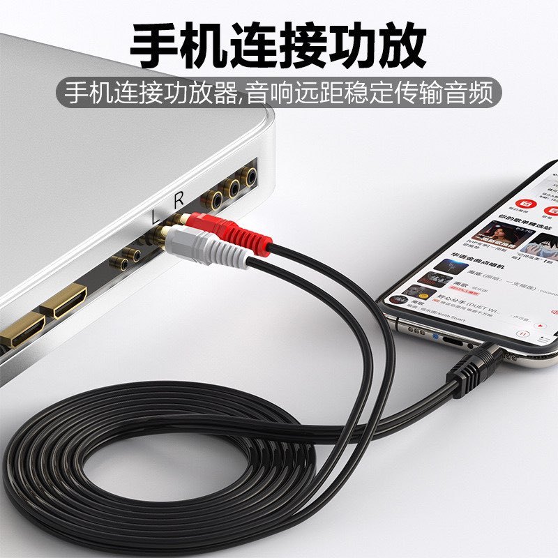 สาย Aux to RCA 1 ออก 2 Cable (สีขาว/แดง) สายสัญญาณเสียง ความยาว 1.5เมตร 3เมตร 5เมตร 10เมตร 15เมตร 20เมตร