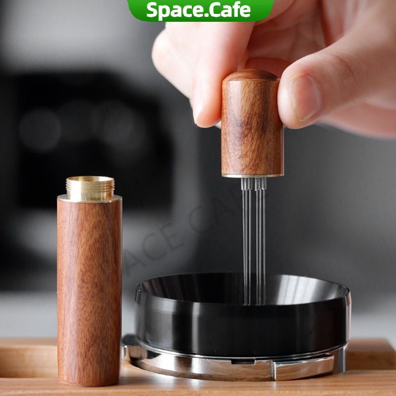 [Space.Cafe]เข็มเกลี่ยผงกาแฟ ด้ามจับไม้ 6เข็ม สเตนเลส อุปกรณ์บาริสต้า spreader needle