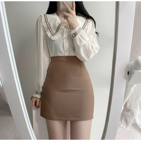 ❤️กระโปรงทำงาน ทรงเอแบบสั้น18 นิ้ว ❤️มี 7 สีสวยงาม : ฟ้าอ่อน ชมพูม่วง แดง ส้ม ครีม น้ำตาลทอง ดำ - รูปที่ 3