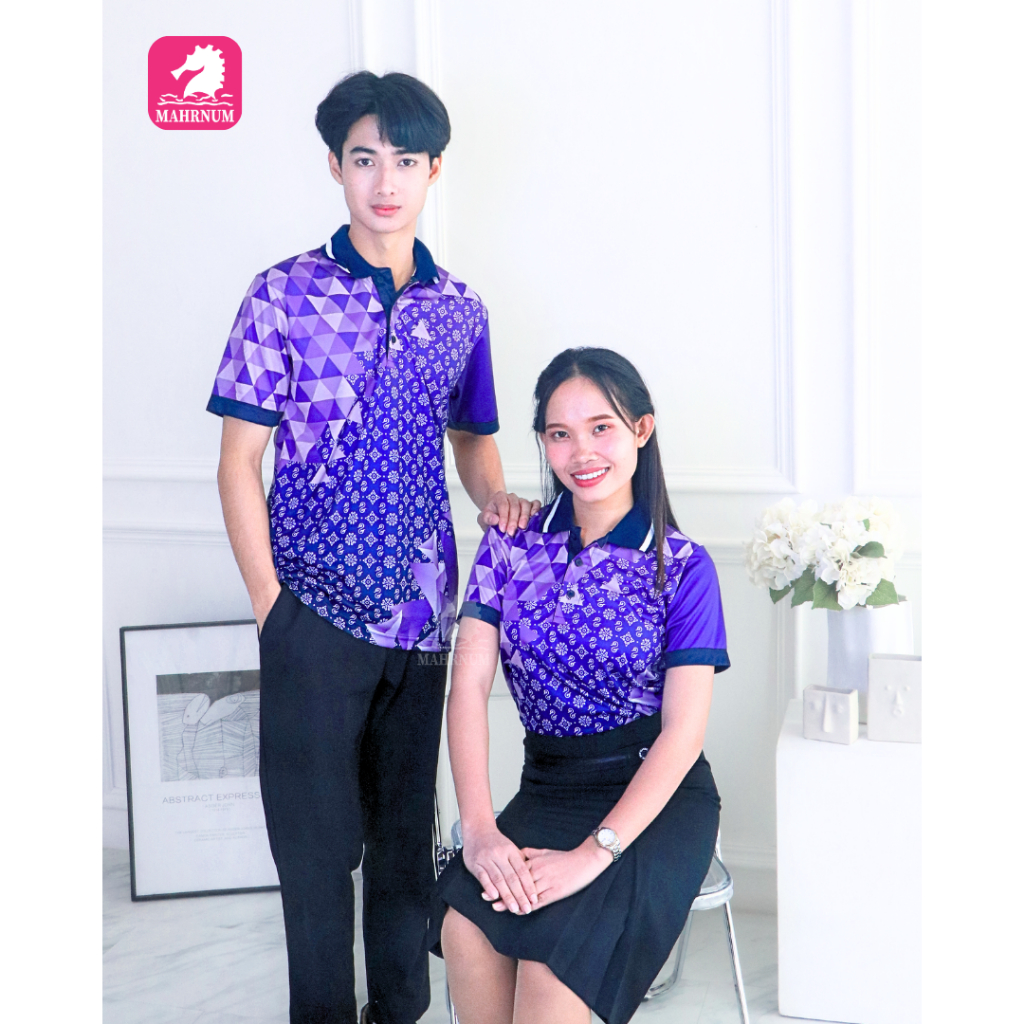 สินค้าใหม่ เสื้อโปโลผ้ากีฬา ลายขอ3 สีม่วง (ตัวเปล่า)