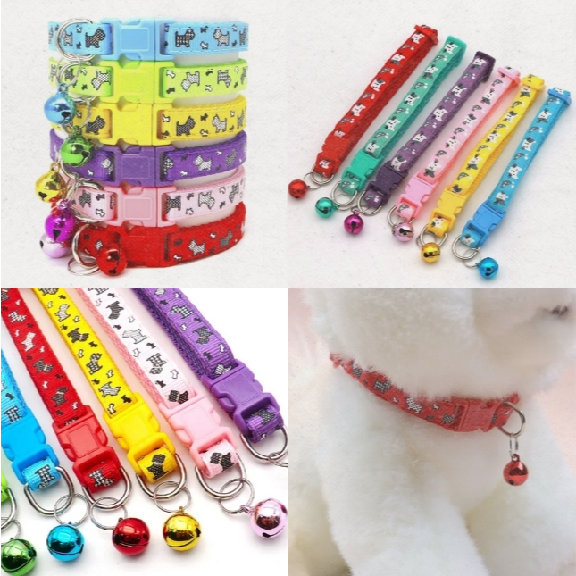 ปลอกคอแมว ปอกคอสุนัข สำหรับสัตว์เลี้ยง กระดิ่งแมว แบบปรับขนาดได้ สีสันสดใส มีกระดิ่งทุกเส้น ลายแมว หมา