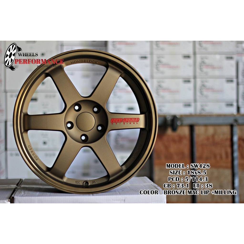 ล้อแม็กขอบ18 TE37  (ราคาต่อ2วง)  หยอดแดง 18x8.5 5hx114.3 ET+38 WHEELS PERFORMANCE รุ่น SW428 แถมฟรีจ