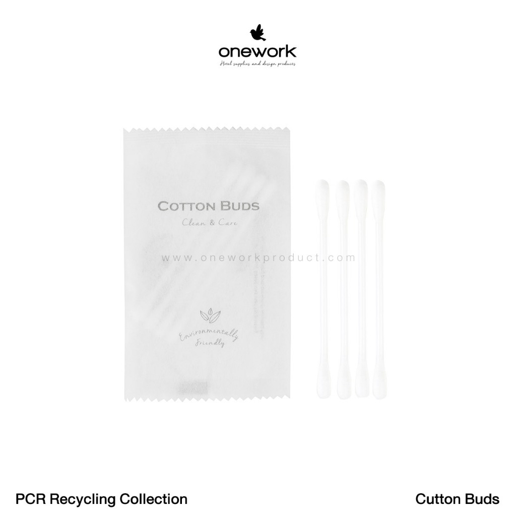 วันเวิร์ค คอตตอนบัต พีซีอาร์ รีไซคลิง 100 ชิ้น Onework Cotton Buds PCR Recycling 100Pcs ของใช้โรงแรม