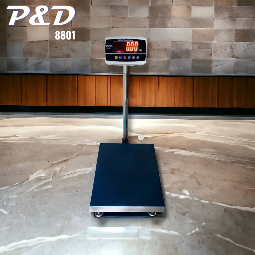 เครื่องชั่งดิจิตอล 60kg., 100kg., 150kg., 200kg., 300kg., ยี่ห้อ P&D (Model 8801) ขนาดแท่นชั่ง 40 x 50 ซม.