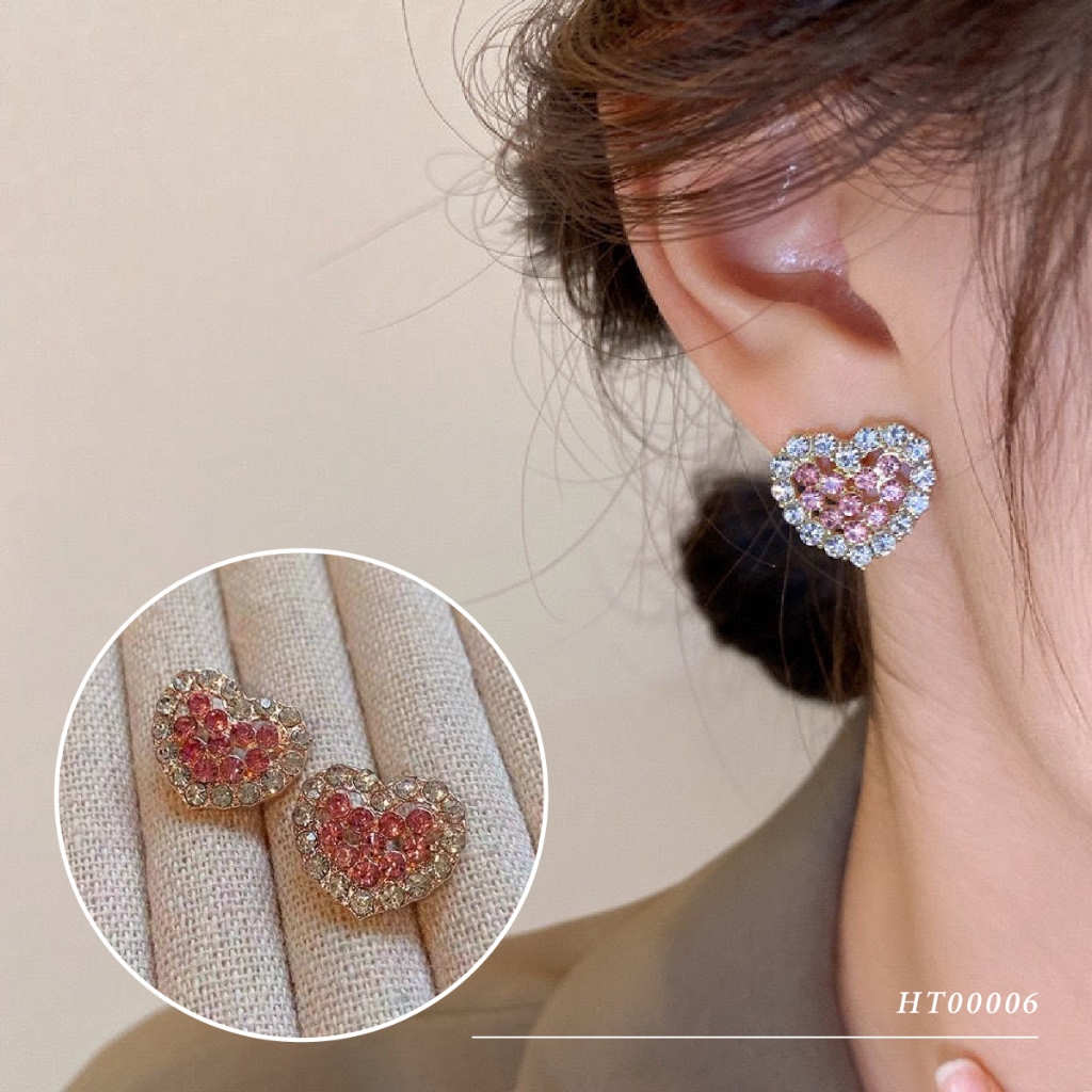 ส่งฟรี Sweetssparkles ต่างหู สไตล์เกาหลี หัวใจ HT00006 ก้านเงิน𝑆𝑖𝑙𝑣𝑒𝑟 92.5% พร้อมส่ง Earring Trends