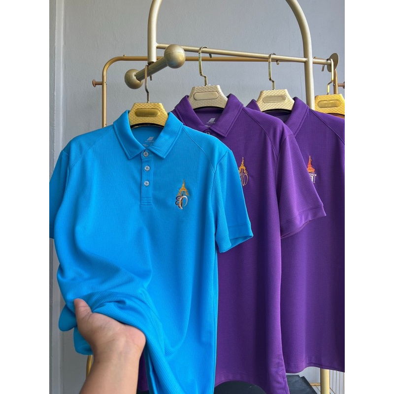 เสื้อโปโลPoliganสีฟ้า ปัก สก(สรก)