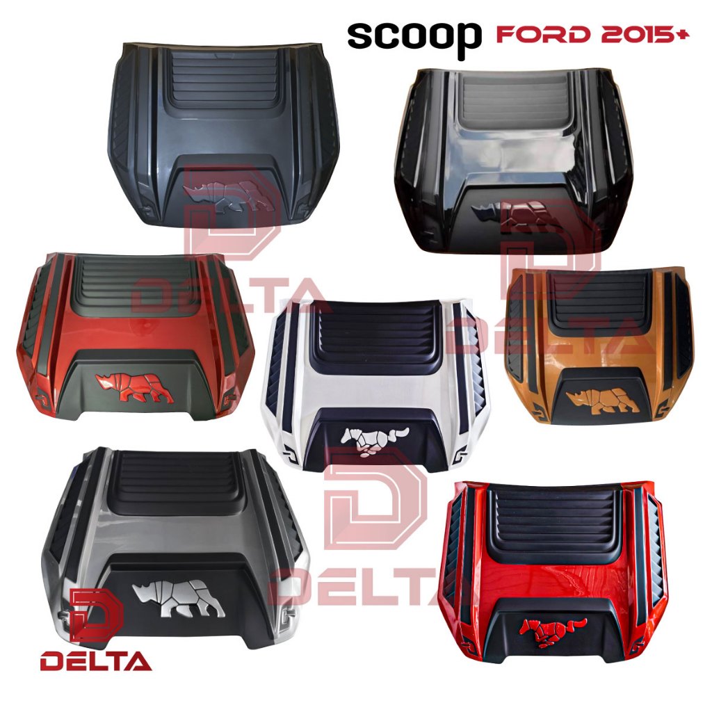 สคูปฝากระโปรงหน้า Ford Ranger / Everest hood scoop สกู๊ป สคู๊ป จมูกหลอกฝากระโปรง รูปม้า  รูปแรด FORD