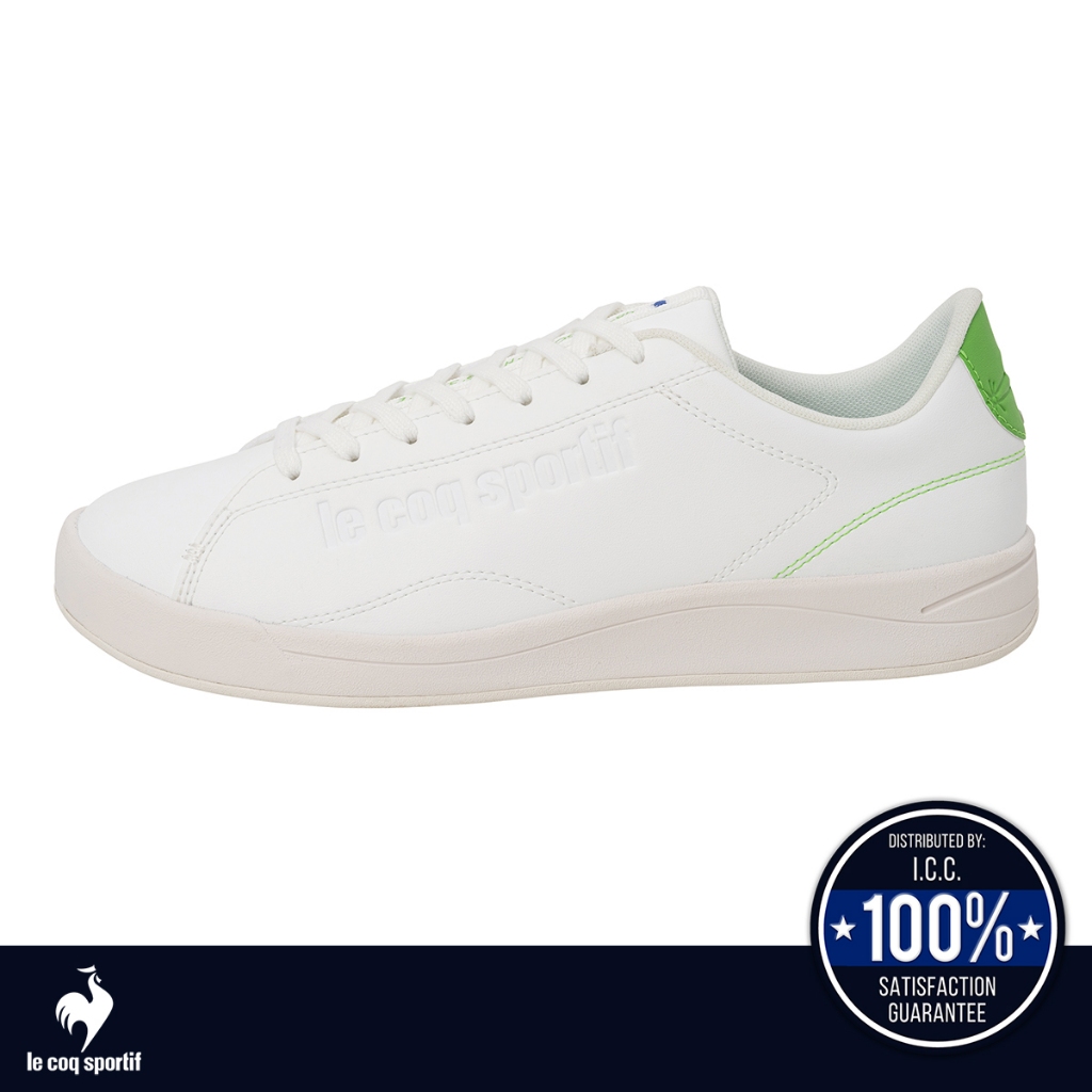 le coq sportif รองเท้าชาย รุ่น LCS EMBLEME สีขาว-เขียว (รองเท้าผ้าใบสีขาว, รองเท้าแฟชั่น, แบบผูกเชือก, Unisex, lecoq)