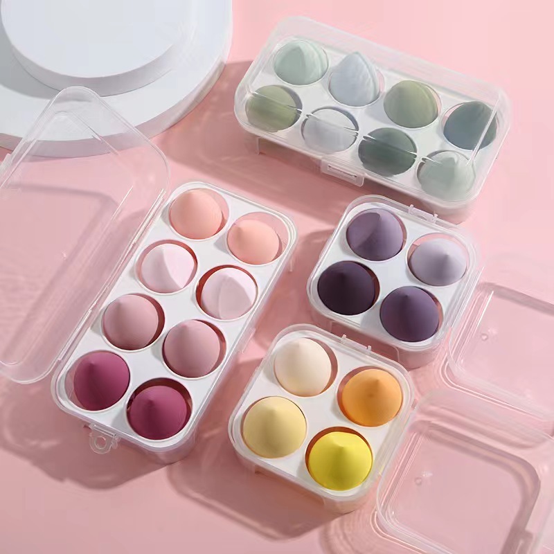 1กล่อง/4ชิ้น/8ชิ้น ฟองน้ําแต่งหน้าเกลี่ยรองพื้น หลากหลายรูปแบบ ฟองน้ำแต่งหน้า สำหรับลงรองพื้น