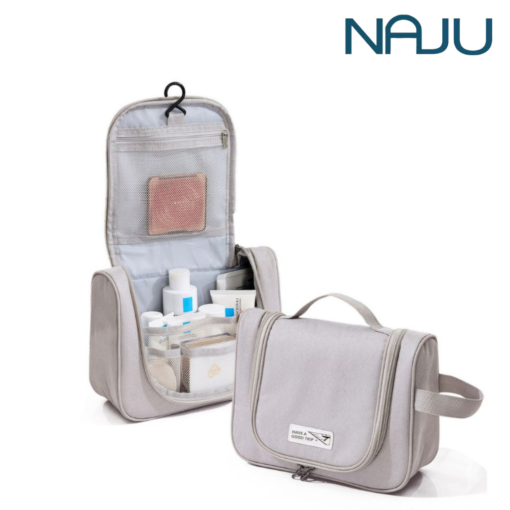 Naju กระเป๋าแขวนอาบน้ำ กระเป๋าจัดระเบียบ กระเป๋าใส่อุปกรณ์อาบน้ำ Toiletry Bag สำหรับใส่ของใช้ พกพาเดินทาง ขนาด 8x24x18cm