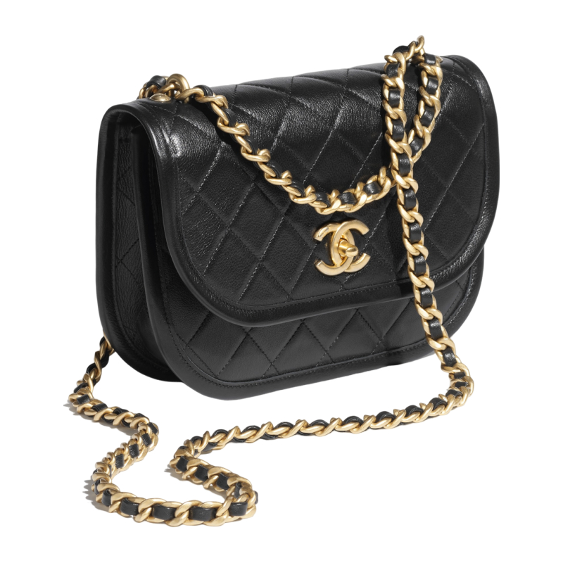 ของแท้ 100% / กระเป๋าผู้หญิง Chanel / 2024 ใหม่ Messenger หนังลูกแกะสีดำ / กระเป๋าสะพายข้างลายเพชร