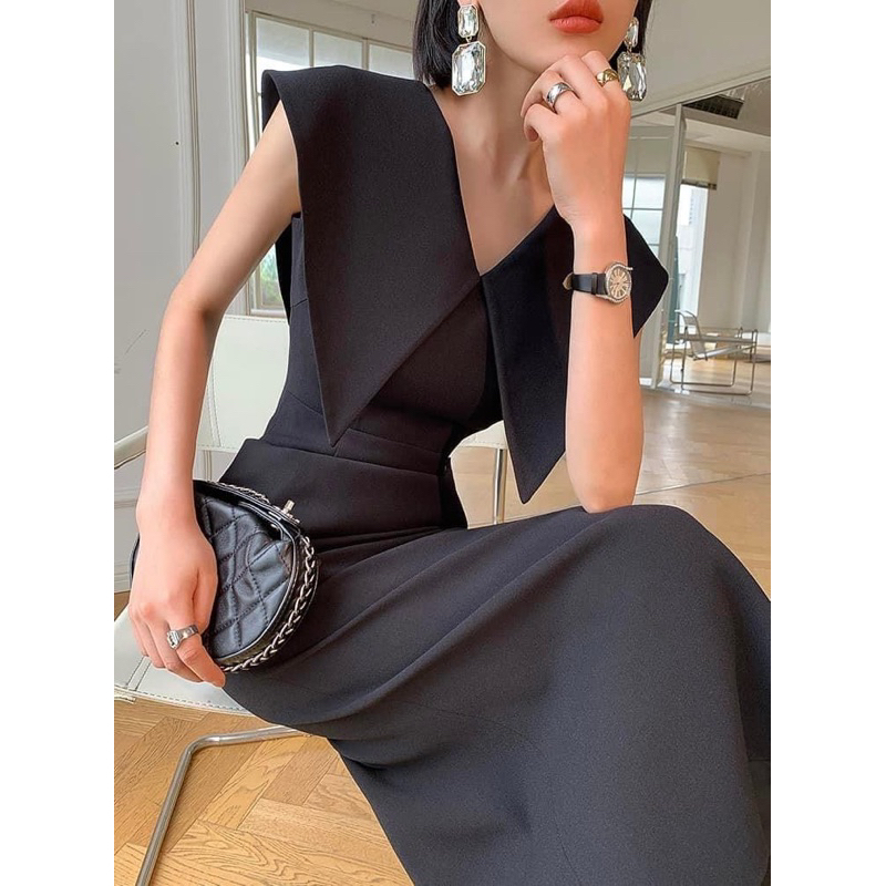 Mogwany  พร้อมส่ง ดำ,ขาวL //พรี ขาวS,M// Rin Collar Dress 2 สี ขาว,ดำ มีซับในซิปหลัง ใส่ทำงาน เก็บโค้ดหน้ากิจกรรม