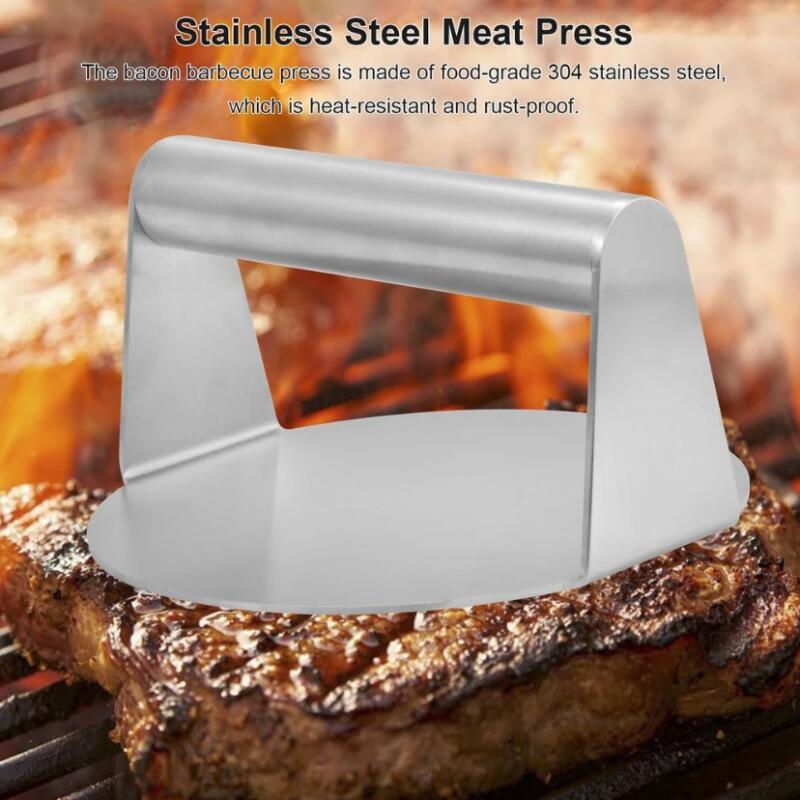 Handheld Stainless Steel Round Burger Press Non-Stick Grill Smasher Hamburger Pressing Tool Meat Pie Maker Kitchen Tool