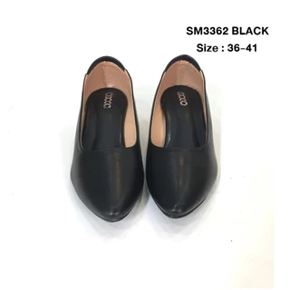 prettycomfort รองเท้าคัทชู ผู้หญิง ทรงหัวแหลม สูง1.5นิ้ว ฐานส้นใหญ่ นิ่มใส่สบาย SM3362