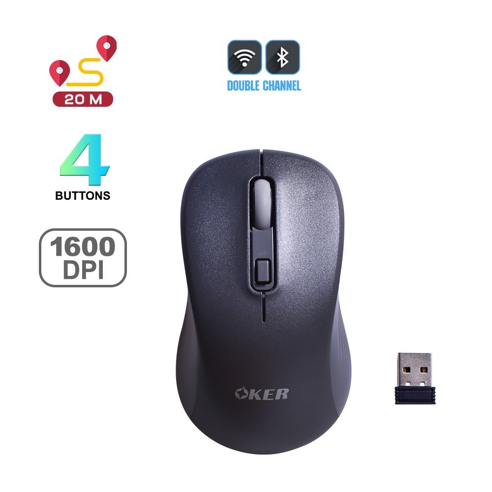 OKER Wireless 2.4G+bluetooth Mouse รุ่น V17