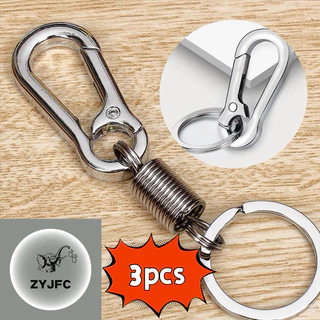 พวงกุญแจ คาราบิเนอร์ สแตนเลสสตีลปลอดสนิม พร้อมคลิปกันหาย Car Motorcycle Stainless Steel Keychain