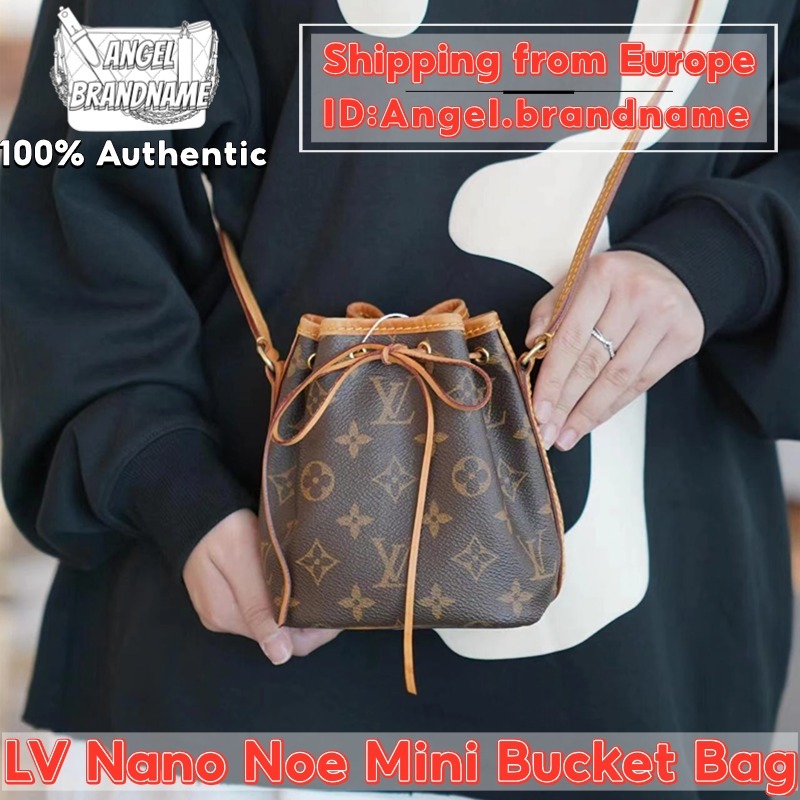 👜หลุยส์วิตตอง Louis Vuitton Nano Noe Mini Bucket Bag สุภาพสตรี/กระเป๋าสะพายไหล่/กระเป๋าถือ