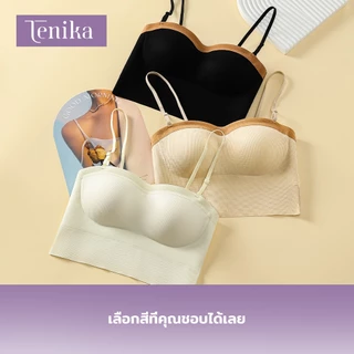 TENIKA เสื้อในผู้หญิง ถ้วยคงที่ เสื้อสายเดี่ยว บรา สามารถสวมใส่นอกบ้านได้ 3D ถ้วยไร้รอยต่อสามมิติ Bar-048