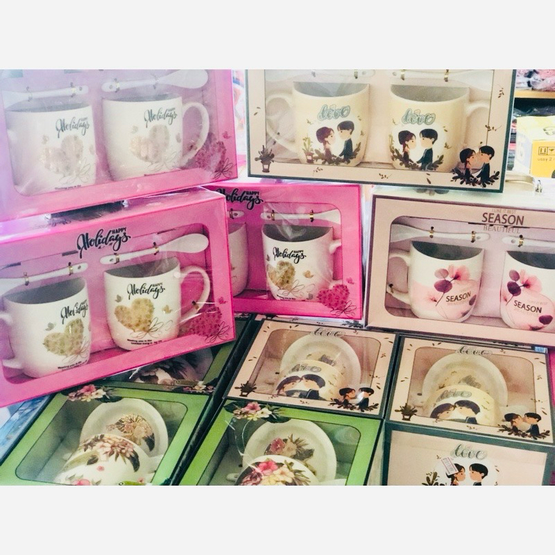 ชุดแก้วคู่เซรามิคของขวัญ พร้อมส่ง