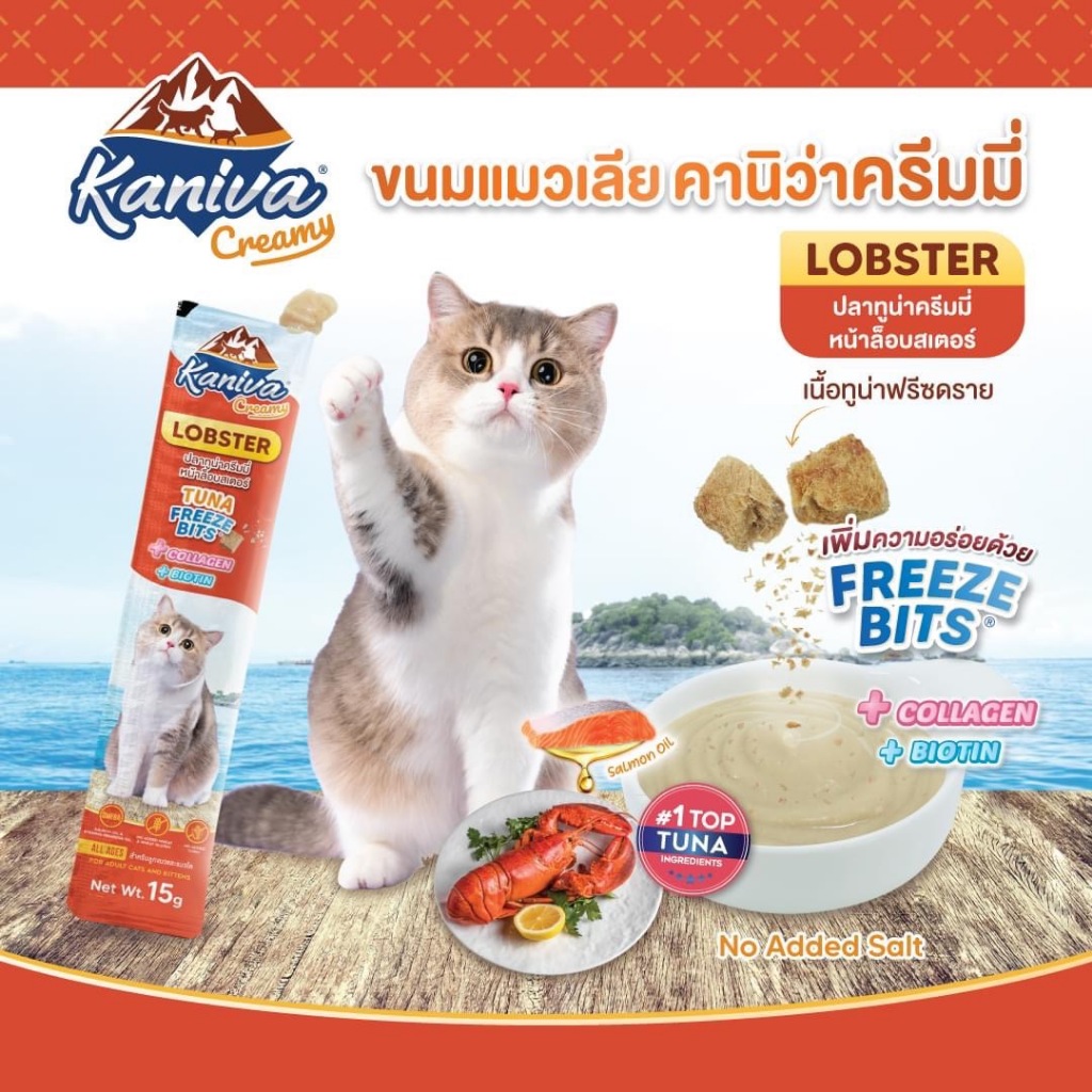 ( 1 ซอง ) ขนมแมวเลีย Kaniva Creamy Treat คานิว่า เพิ่มความอร่อยด้วยฟรีซดราย ขนาด 15g ( 1 ซอง ) - รูปที่ 3
