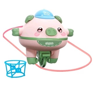 ของเล่นเด็ก ลูกข่างหมูน้อยไฟฟ้าหมุนไจโรสโคปไฟฟ้าสมดุล สีชมพู สีเขียว สมดุลการเดิน แบบหมุนได้ เพื่อการเรียนรู้สำหรับเด็ก