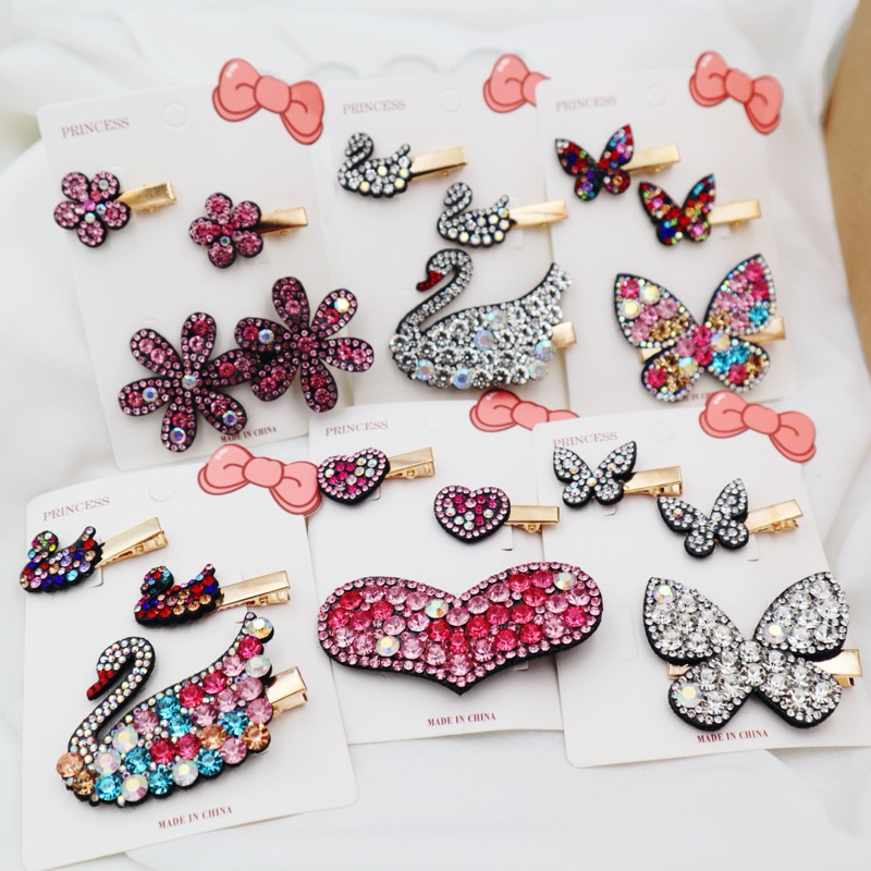 WFH กิ๊บติดผม แปะเพชร ลายหัวใจ ผีเสื้อ ดาว หงส์ มีหลายแบบ สีสันสดใส - รูปที่ 2