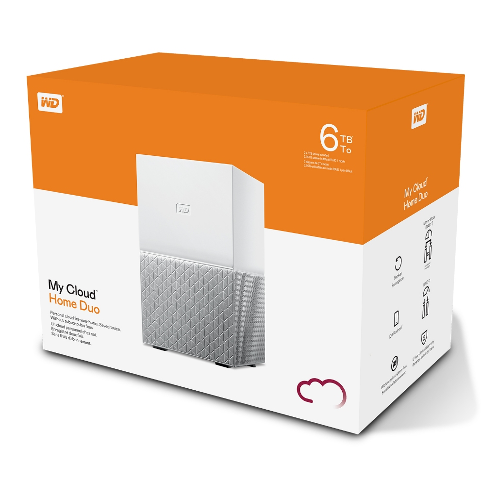 WD My Cloud Home Duo 6TB HDD (WDBMUT0060JWT-SESN) อัปโหลด แชร์ไฟล์ ระบบไร้สาย External HDD Backup