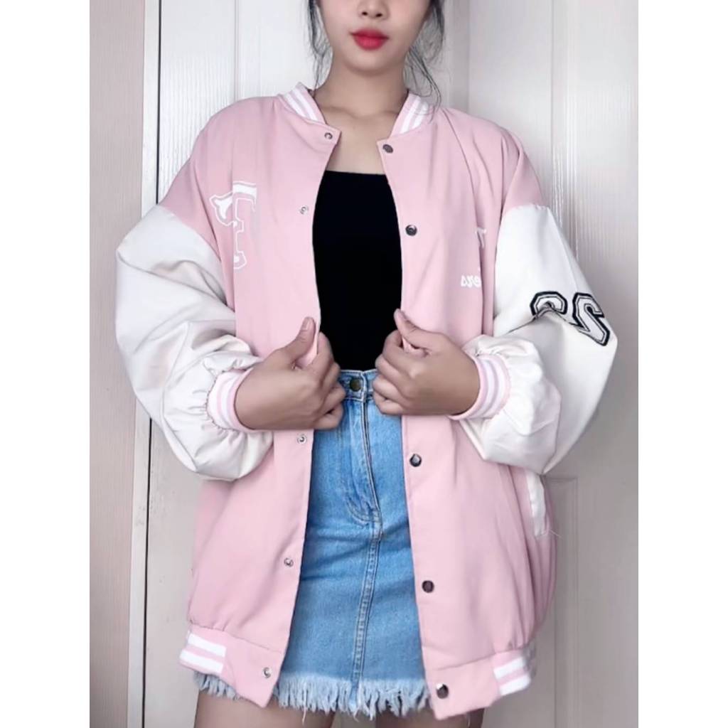 เสื้อแจ็คเก็ตแขนยาว Oversize (อก 60 นิ้ว) คอจีน ซับในผ้าร่ม มีกระเป๋าข้าง ใส่สบาย สินค้าพร้อมส่ง B09