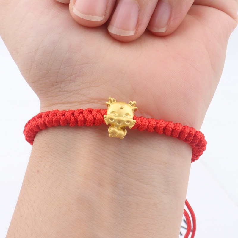 สร้อยข้อมือปีมังกรทอง ด้ายแดงกำไลข้อมือเสริมดวงสิริมงคล