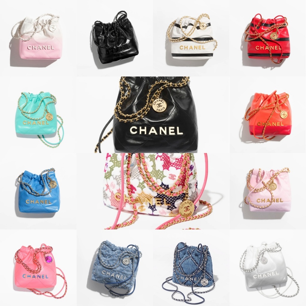 [ของแท้ 100%]กระเป๋าผู้ชายและผู้หญิงจัดส่งจากเคาน์เตอร์ Chanel ในอิตาลี ใหญ่ Chanel 22ถักการประกบ