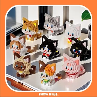 ตุ๊กตาการ์ตูนลูกแมว บล็อกตัวต่อ อนุภาคขนาดเล็ก ของเล่นเครื่องประดับ สร้างสรรค์ สําหรับเด็กผู้หญิง